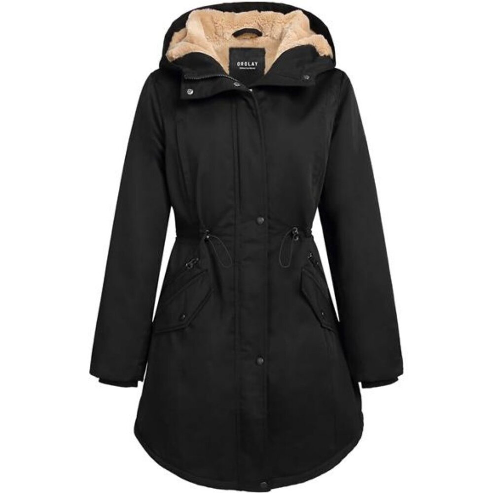 Women's Thicken Fleece Lined Parka Winter Coat Hooded Jacket with Pockets - Picture 1 of 7